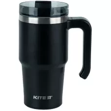 Термокружка з ручкою 600 мл, чорна, K24-1207-1 Kite