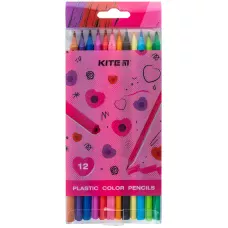 Олівці кольорові пластикові, 12шт Kite Heart  K24-049-2