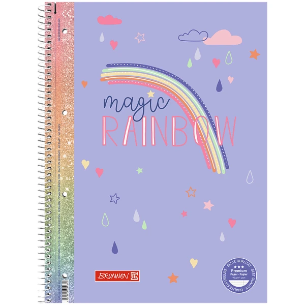 Коледж-блок А4 Premium, 80 арк., лінія, Rainbow, 10-679 27 222 Brunnen