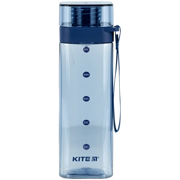 Пляшечка для води квадратна, 550 мл, блакитна, K24-1209-1 Kite