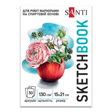 Скетчбук SANTI Blossom А5, 30 аркушів, склейка, 130г/м2., 743213