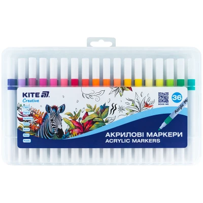 Маркери акрилові, набір 36шт, Kite Creative, K-1158