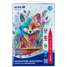 Маркери-пензлики акрилові, набір 12шт, Kite Creative, K-1159