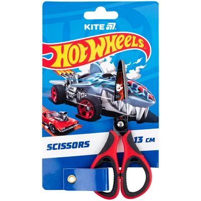 Ножиці дитячі з гум. вставками, малюнок на лезах, 13см. Hot Wheels HW25-148 Kite