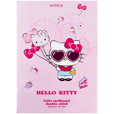 Картон кольоровий двостор. (10арк/10кол), А4 Hello Kitty HK24-255 Kite