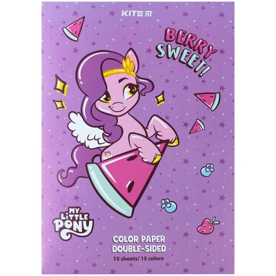 Папір кольоровий двостор. (15арк/15кол), А4 My Little Pony LP24-250 Kite