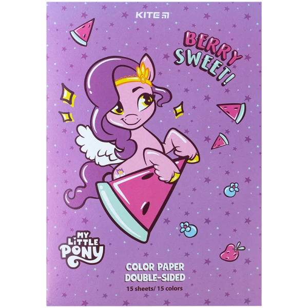 Папір кольоровий двостор. (15арк/15кол), А4 My Little Pony LP24-250 Kite
