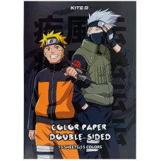 Папір кольоровий двостор. (15арк/15кол), А4 Naruto NR24-250 Kite