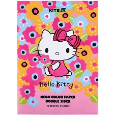 Папір кольоровий неон. (10арк/5кол)  А4 Hello Kitty HK24-252-1 Kite
