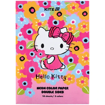 Папір кольоровий неон. (10арк/5кол)  А4 Hello Kitty HK24-252-1 Kite