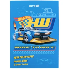 Папір кольоровий неон. (10арк/5кол)  А4 Hot Wheels HW24-252 Kite