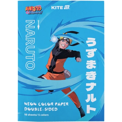 Папір кольоровий неон. (10арк/5кол)  А4 Naruto NR24-252 Kite