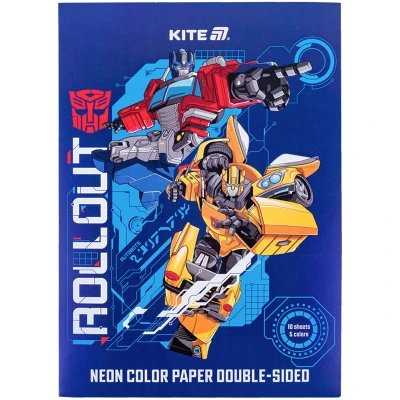Папір кольоровий неон. (10арк/5кол)  А4 Transformers TF24-252 Kite