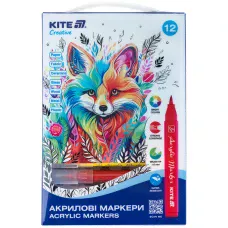 Маркери-пензлики акрилові, набір 12шт, Kite Creative, K-1159