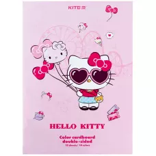 Картон кольоровий двостор. (10арк/10кол), А4 Hello Kitty HK24-255 Kite