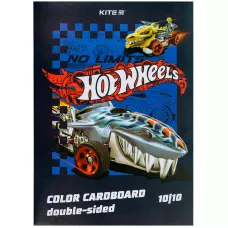 Картон кольоровий двостор. (10арк/10кол), А4 Hot Wheels HW24-255 Kite
