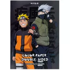 Папір кольоровий двостор. (15арк/15кол), А4 Naruto NR24-250 Kite