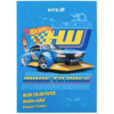 Папір кольоровий неон. (10арк/5кол)  А4 Hot Wheels HW24-252 Kite