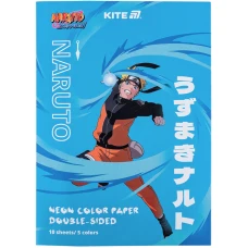 Папір кольоровий неон. (10арк/5кол)  А4 Naruto NR24-252 Kite