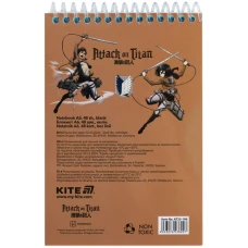 Блокнот пласт обкл., спіраль А6, 48арк., нелінований Attack on Titan Season 1-3 AT25-196 Kite