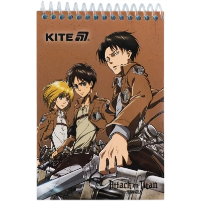 Блокнот пласт обкл., спіраль А6, 48арк., нелінований Attack on Titan Season 1-3 AT25-196 Kite