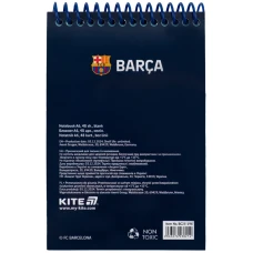 Блокнот пласт обкл., спіраль А6, 48арк., нелінований FC Barcelona BC25-196 Kite