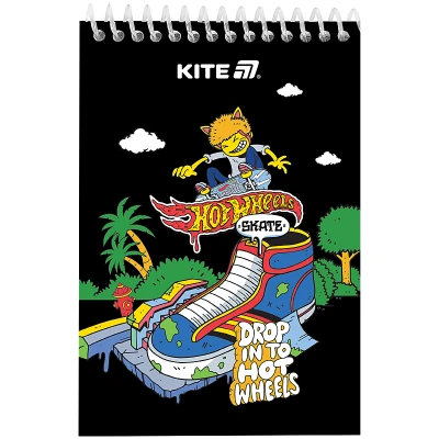 Блокнот пласт обкл., спіраль А6, 48арк., нелінований Hot Wheels HW25-196-2 Kite