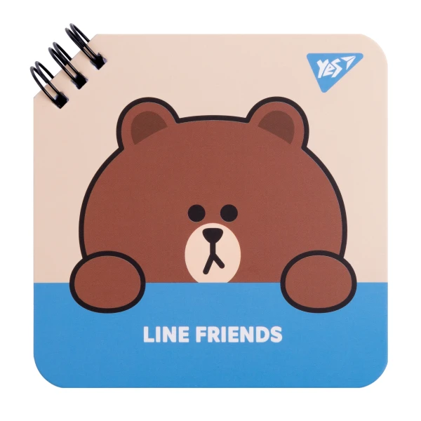 Блокнот 110х110мм, 80 арк., без лініювання, подв. cпіраль "Line Friends" Brown, 151749 YES