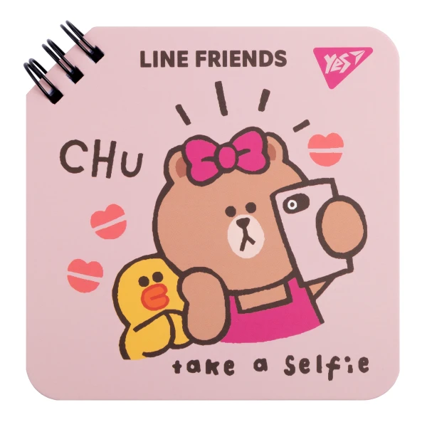 Блокнот 110х110мм, 80 арк., без лініювання, подв. cпіраль "Line Friends" Chu, 151750 YES