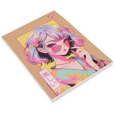 Блокнот А5, 80арк., кліт., клей, білила "Anime girl" крафт, 151994 YES