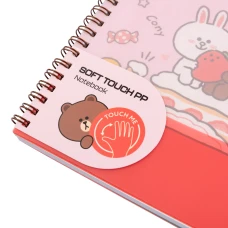 Зошит для записів А5, 80 арк., лінія, софт-тач пласт.обкл. "Line Friends", 765737 YES