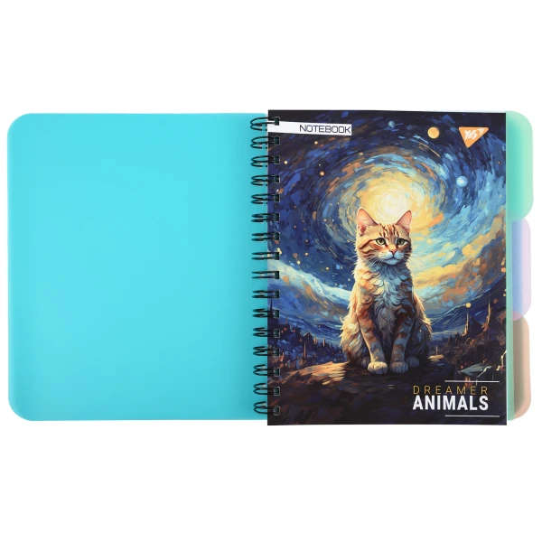 Зошит A5, 144арк. кліт., 3 розпод., пласт обкл., спіраль, YES "Dreamer animals" 681972