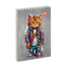 Зошит для записів А6, 80арк. кліт., од.спіраль, "Cat" 151959 YES