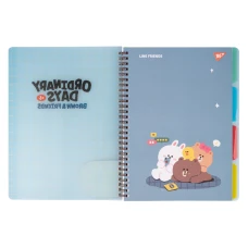 Зошит для записів В5, 80 арк., лінія, софт-тач пласт.обкл. "Line Friends", 765741 YES