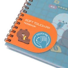 Зошит для записів В5, 80 арк., лінія, софт-тач пласт.обкл. "Line Friends", 765741 YES