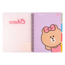 Зошит для записів В5, 80 арк., лінія, софт-тач пласт.обкл. "Line Friends. Choco" 765740 YES