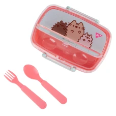 Контейнер для їжі YES "Pusheen" 750 мл, з приладдям, рожево-блакитний, 708371