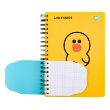 Блокнот 2в1 В5+В7, 80арк.+20арк. кліт., подв. спіраль "Line Friends. Sally", 151780 YES
