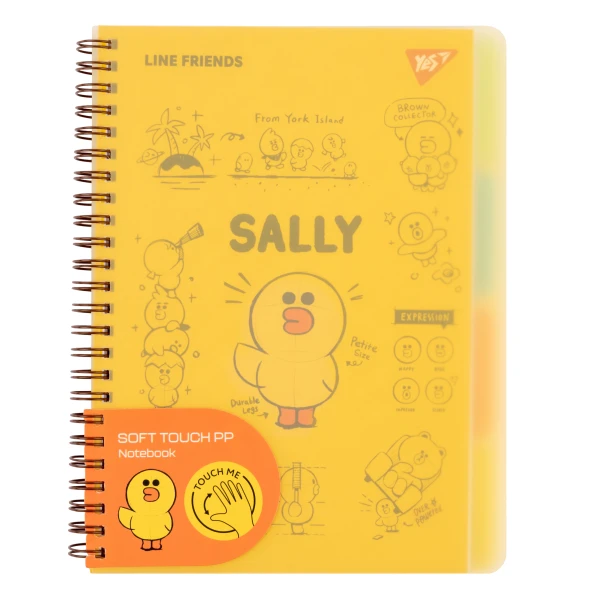 Зошит для записів А5, 80 арк., лінія, софт-тач пласт.обкл. "Line Friends. Sally", 765736 YES