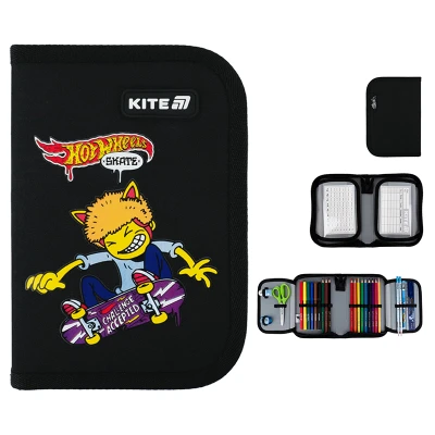 Пенал Kite 1 від., 2 відв., з наповненням HW25-622H-2 Hot Wheels Skate
