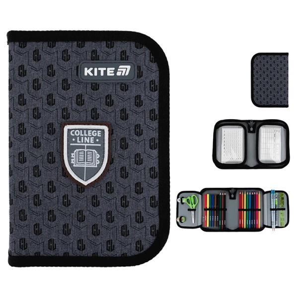 Пенал Kite 1 від., 2 відв., з наповненням K25-622H-2 College Line