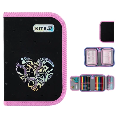 Пенал Kite 1 від., 2 відв., з наповненням K25-622H-3 Love is