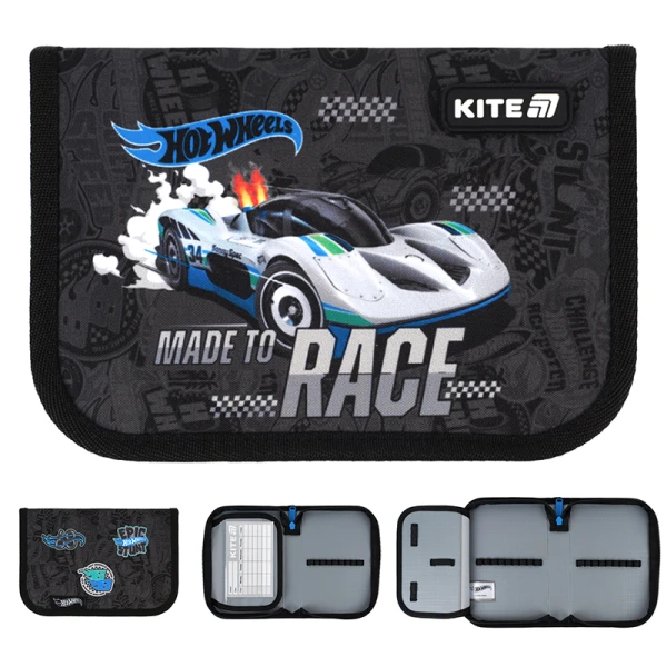 Пенал Kite 1 від., 1 відв., без наповнення HW25-621 Hot Wheels