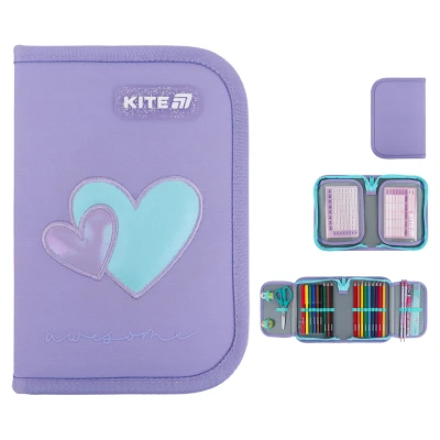 Пенал Kite 1 від., 2 відв., з наповненням K25-622H-5 Awesome
