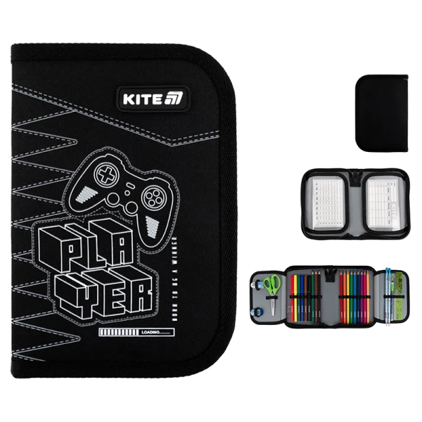 Пенал Kite 1 від., 2 відв., з наповненням K25-622H-6 Player