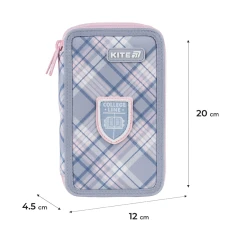 Пенал Kite 2 від., без наповнення K25-623-1 College Line Girl