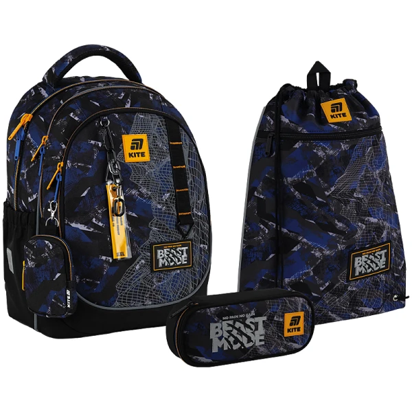 Набір рюкзак + пенал + сумка для взуття Kite SET_K25-700M-4 Beast Mode