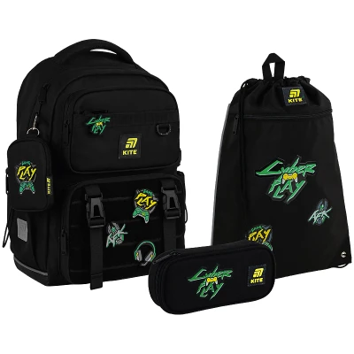 Набір рюкзак + пенал + сумка для взуття Kite SET_K25-1022M-2 CyberGame