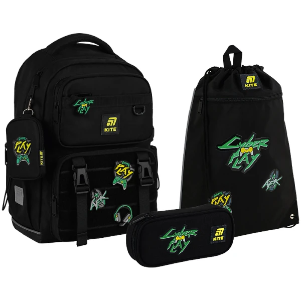 Набір рюкзак + пенал + сумка для взуття Kite SET_K25-1022M-2 CyberGame