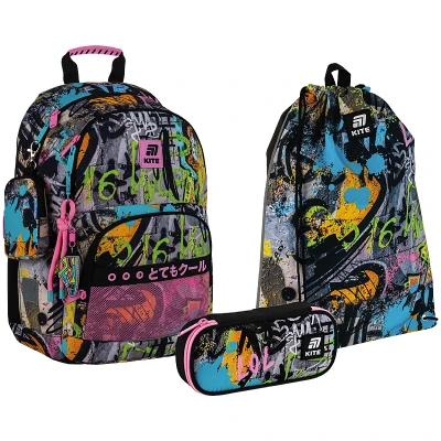 Набір рюкзак + пенал + сумка для взуття Kite SET_K25-585M-3 Street Art
